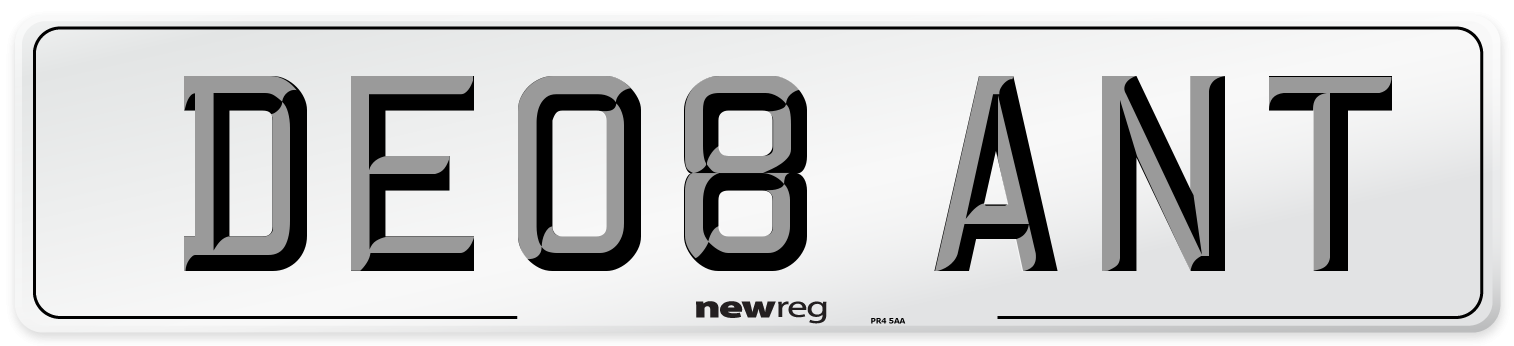 DE08 ANT Number Plate from New Reg